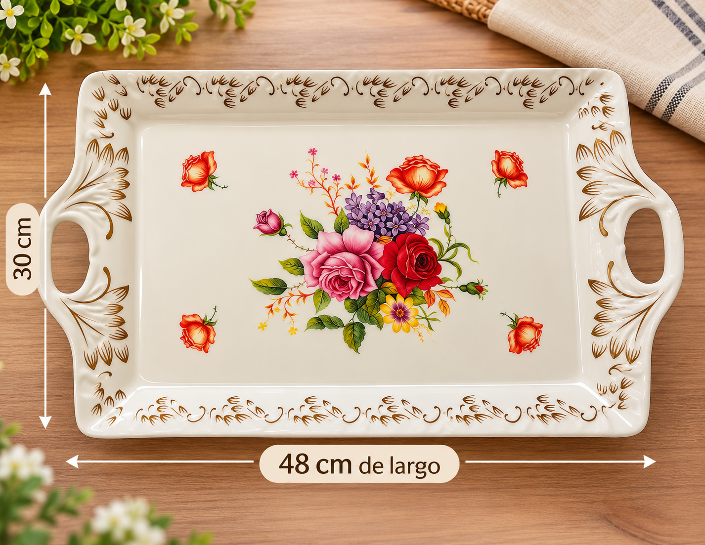 Bandeja melamina con flores