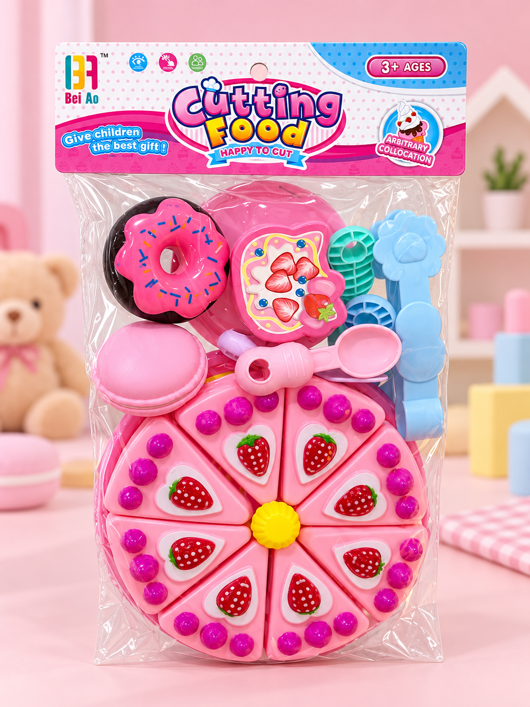 Set juego de torta rosa
